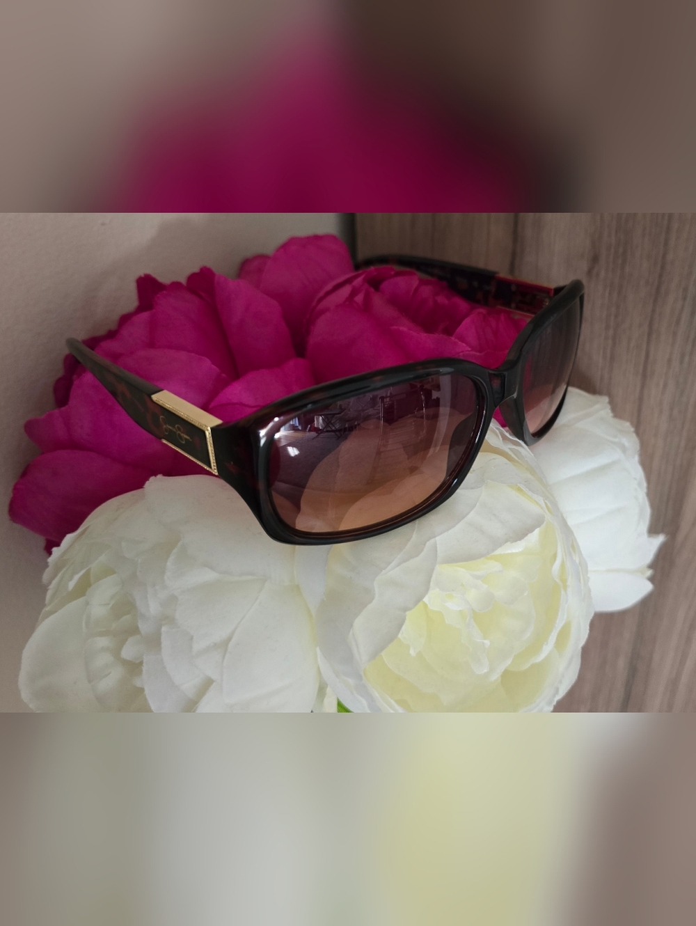 Jessica Simpson Tortoiseshell Sunglasses with Gold Trim